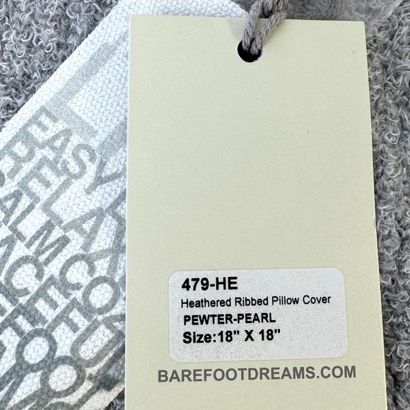 BAREFOOT DREAMS Heathered Ribbed Pillow Cover NEW Pewter Pearl RARE - Picture 7 of 8